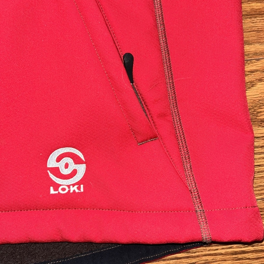 Loki Womens S All In One Red Softshell Jacket Brown Fleece Lined Mitten Sleeves - Picture 2 of 11